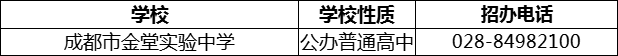 2024年成都市金堂實驗中學(xué)招辦電話是多少？