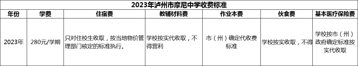 2024年瀘州市摩尼中學(xué)學(xué)費多少錢？
