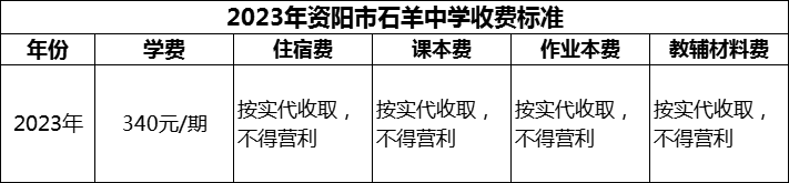 2024年資陽市石羊中學(xué)學(xué)費多少錢？