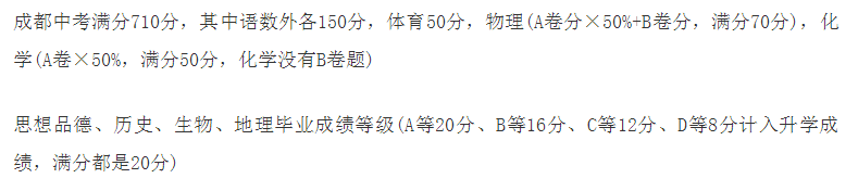 2020年成都中考總分多少？中考滿分是多少？