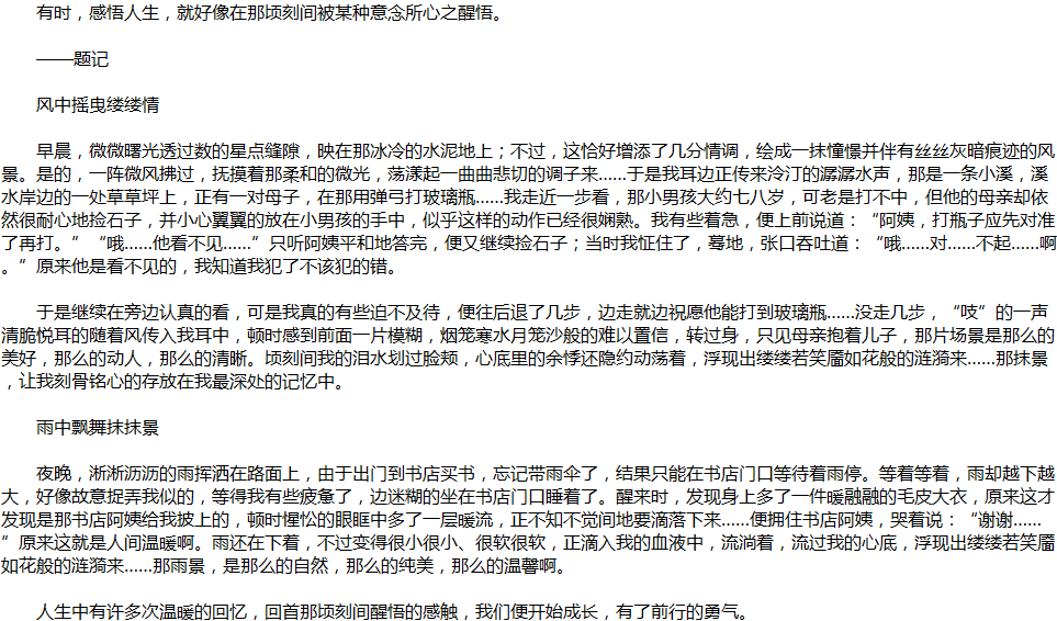 2020年中考滿分作文說明文參考范文：那時，我淚流滿面